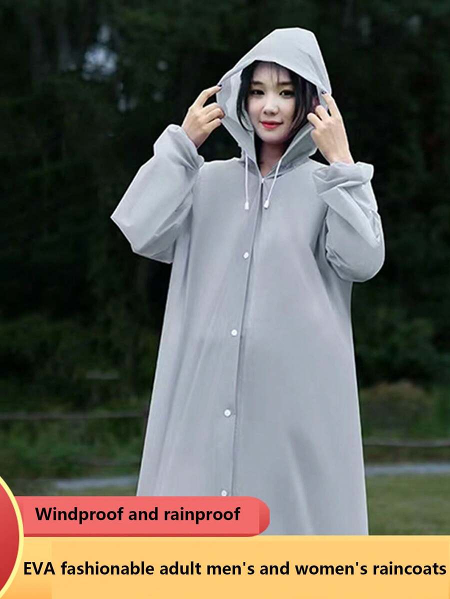1 件成人時尚長 Eva 防水雨衣,男女通用,旅行,連帽,釣魚,露營,多種顏色可選