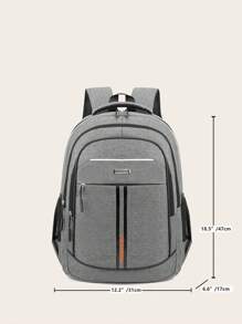 Mochila de unicolor de moda, mochila infantil, mochila de gran capacidad casual y con estilo de unicolor minimalista para la universidad, mochila de viaje adecuada para uso diario, escuela y salidas - Gris - Ver 7