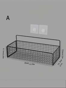 1片矩形儲物架,可掛壁不需鑽孔,適用於馬桶、浴室、淋浴、洗臉盆儲物 - 黑色 - 查看 10