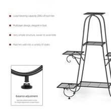 UNHO Metal Plant Pot Stand, Plant Display Rack Garden Shelf Flower Stands Tiered Plants Holder Black