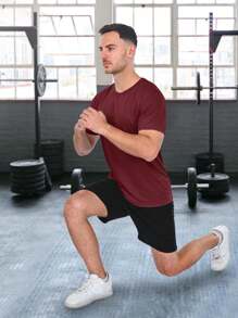 Set de 5 camisetas deportivas de estilo novio en negro, blanco, gris, azul y rojo - Ropa de gimnasio de estilo novio - Camiseta básica de hombre - Multicolor - Ver 4