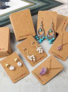 100入組項鍊和耳環牛皮紙卡,附50套珠寶銷售包裝袋 - 彩色 - 查看 4