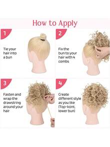 女士使用的假髮,適用於短髮和稀疏髮的小圈扭曲頭髮,自然柔軟的夾式馬尾合成髮配件