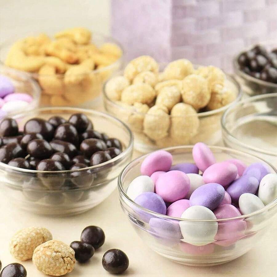 5pcs 3.5-inch Mini Appetizer Dish And Prep Bowl Set - Plastic, Stackable, Transparent Bowl For Salad, Dessert, Dipping, Nuts, Candy, Dishwasher Safe - Clear - View 1