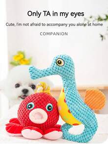 1 Pieza Pulpo De Peluche Rojo Con Sonido Solo Para Perros Y Gatos - Rojo - Ver 3