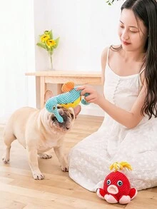 1 Pieza Pulpo De Peluche Rojo Con Sonido Solo Para Perros Y Gatos - Rojo - Ver 5