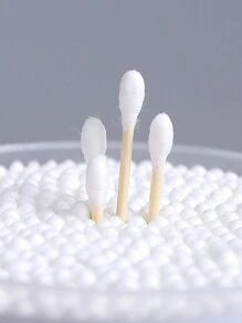 500支雙頭化妝棉花棒和耳朵清潔棉花棒 - 白色 - 查看 2