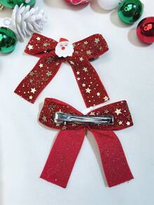Đóng gói Của 2 Của phụ nữ Đỏ  Nhung Ngôi sao Giáng sinh Kẹp tóc Phụ kiện tóc Đối với Giáng sinh Và Sử dụng hàng ngày - Nhiều màu - Xem 3