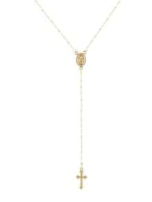 1個女士時尚簡約疊層風格吊墜項鍊,十字像吊墜