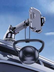 1pc Suction Cup Retractable Car Phone Holder - Black - View 3