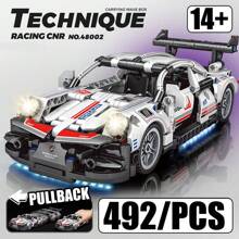 Moc Assembled Small Particle Building Blocks Large Car Adult Mechanical Set Difficult 911 White Sports Car Racing Model Ornaments Gift - White - View 1