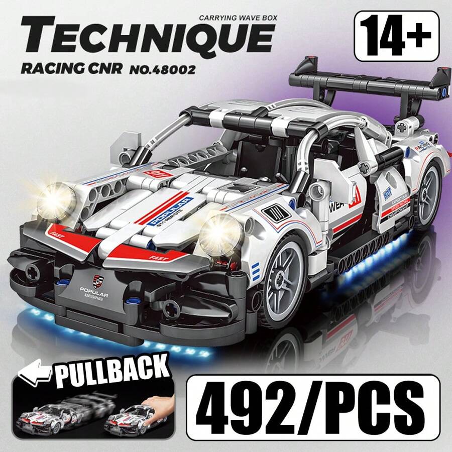 Moc Assembled Small Particle Building Blocks Large Car Adult Mechanical Set Difficult 911 White Sports Car Racing Model Ornaments Gift - White - View 1