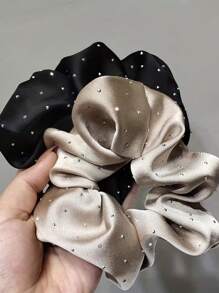 3pcs Hot Drilling Organza Women Decorative Hair Ties Satin Hair Ties Simple, Elegant And Fashionable Headwear Scrunchies Scrunchy Hair Ties
