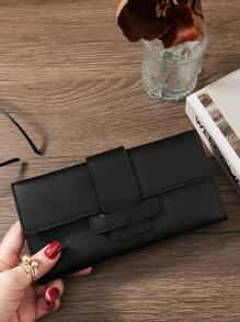 复古折叠女士时尚现代商务超薄便携多功能大容量信用卡拉链身份证现金存储商务休闲完美学校大学工作商务通勤教师节返校假期办公室周年生日礼物女士白领大学生包学校用品宿舍和返校女士钱包钱包长钱包 - 黑色 - 查看 2