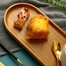 1pc Acacia Wood Tray, Oval Wooden Serving Tray For Fruit, Dessert, Cake, Cheese, Coffee, Tea, Bread, Breakfast,Kitchen,Christmas Gift