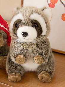 Bobbybear 1只可愛柔軟的立體浣熊毛絨玩具,創意浣熊娃娃,適用於節日和生日禮物 - 深灰色 - 查看 9