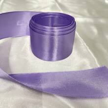 1 卷 196.8 英寸双面高密度涤纶丝带，具有柔软垂坠效果，双面缎带用于礼品盒装饰，手工制作 DIY，条纹缎带适用于乡村婚礼请柬、新娘花束、秋季花环、圣诞派对装饰 - 淡紫色 - 查看 1