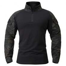 Men's Assault Military Tactical Combat Shirt Long Sleeve Outdoor T-Shirt - 黑色 - 查看 1