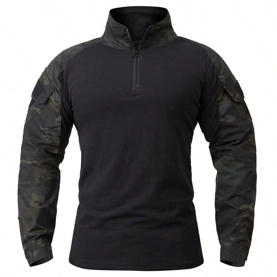 Men's Assault Military Tactical Combat Shirt Long Sleeve Outdoor T-Shirt - 黑色 - 查看 1