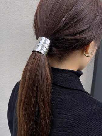 1pc Metallic Texture Hair Clip With Concave-Convex Design, Ponytail Holder Accessory Street,Gold Head Piece,Hair Accessories,Hair Barrettes Hair Clips Claw Clips Hair Claws, School Stuff