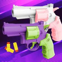 1pc Toy Revolver Toy With Soft Bullets And Chicken Eating Carrot Pattern Toy Gun Model As Gift