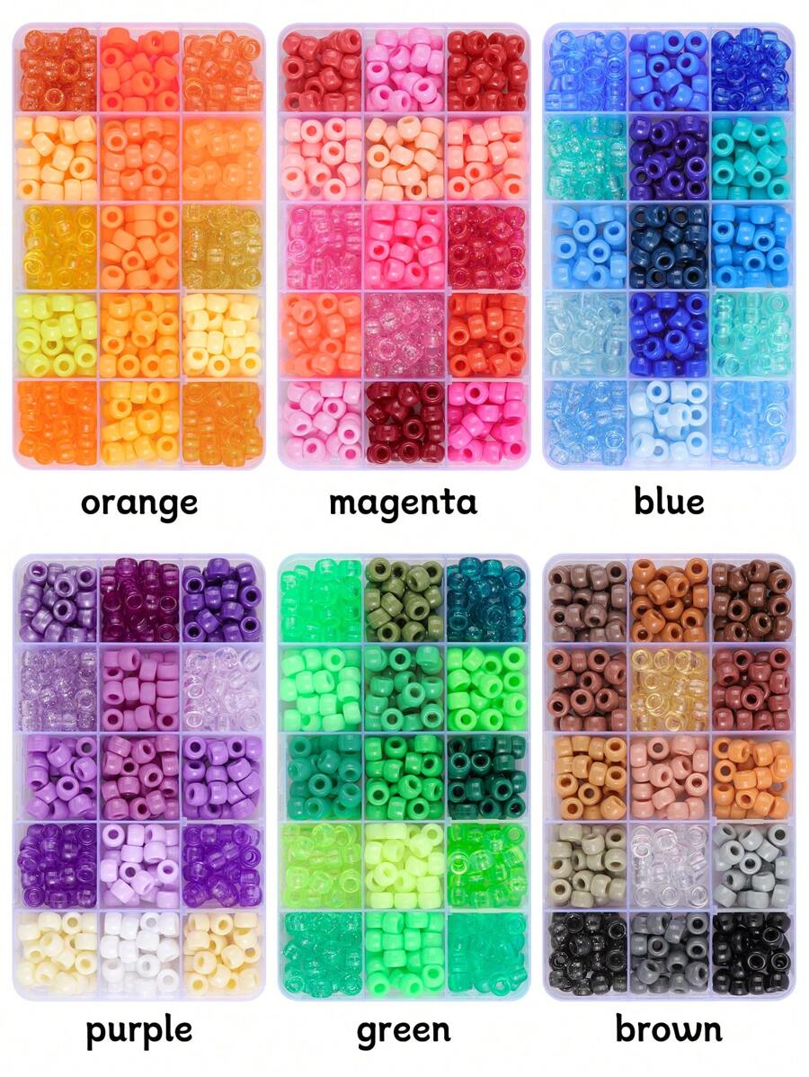 1盒15色馬賽克珠套裝,配彈性繩diy珠寶製作,如手鍊,項鍊,手工,節日生日禮物 - 15色珠 - 查看 1