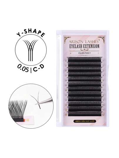 تمديد رموش ARISON 0.05 C/D بشكل Y ثنائي الطرف، رموش سيليوس Y للكريسماس، رموش فردية بحجم كثيف للاستخدام المحترف في صالونات التجميل بالجملة