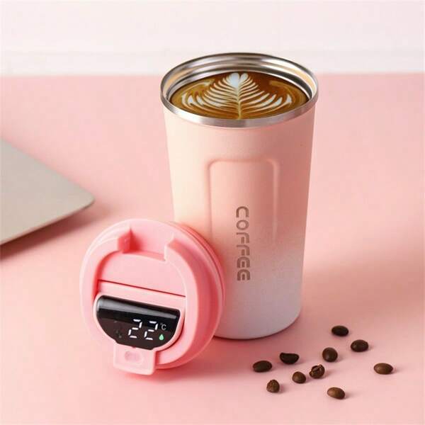 Mug à café dégradé avec affichage de la température, mug sous vide en acier inoxydable 304 pour la conservation de la chaleur et du froid, tasse d'eau portable pour l'extérieur et la voiture, mug à café de 17 oz, bouteille d'eau pour la rentrée scolaire