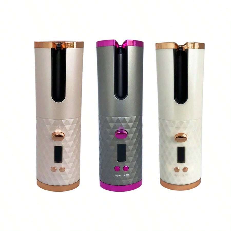 Rizador de pelo automático inalámbrico, plancha automática de ondulación en espiral, máquina de rodillo mágico eléctrico, electrodomésticos de peinado de cabello, - Gris - Ver 1