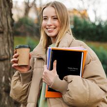 Trees 每週筆記本未定日期目標計劃應做事項記事本帶有習慣追踪器、應做事項、目標、學校辦公室家居用品日程表 - 黑色 - 查看 3