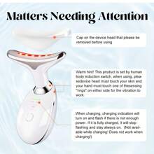 1pc Pulsed Neck & Face Beauty Device - Thermal Skin Rejuvenation Tool, Smooth & Tighten Skin - Dual Slimming & Body Vibration Massage, 7 Color Modes, Effectively Reduces Wrinkles, Firms & Lifts Skin - Black - View 9