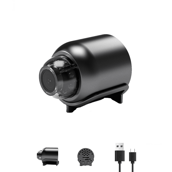 1 Pieza Mini Cámara De Seguridad Inalámbrica Wifi Con Visión Nocturna, Monitoreo Remoto, Detección De Movimiento, Reconocimiento Facial, Transmisión De Datos Segura, Adecuada Para Interior/al Aire Libre, Librero, Armario, Caja Fuerte, Día/noche, Grabación De Vídeo Hd, Grabación Continua Inteligente, Escaneo De Aplicación Móvil, Conexión Y Configuración Remotas
