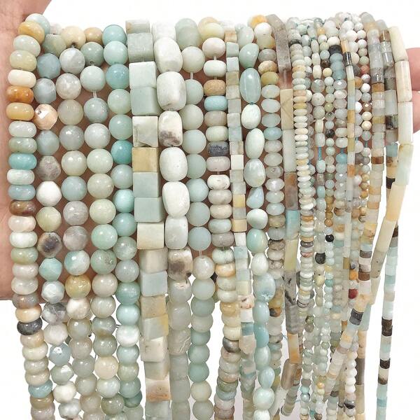 AA Natural Stone Amazonite Stone Beads Round Cube Rondelle Beads Fashion Loose Spacer Beads For Jewelry Making DIY Bracelets Necklace Earrings Dangle
