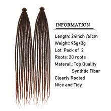 24inch 2 cái/bộ Cà phê Nâu Thủ công Bím tóc Nối tóc , Mềm mại Sợi tổng hợp Tóc , Móc Len - Cà phê nâu - Xem 3
