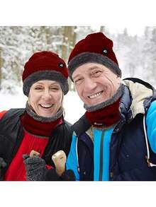 Conjuntos de gorros y bufandas Bluelander perfectos para invierno y climas fríos - Rojo - Ver 10