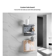 1入組塑料懸掛板組織架,無需鑽孔固定,適用於浴室、廚房、客廳裝飾與頂勾配件