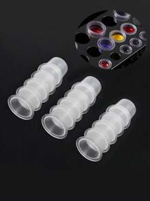100 Miếng Trong suốt Cốc mực xăm Trang Điểm Vĩnh Viễn Kích thước lớn Trong sáng Thuốc màu Giá đỡ Thùng đựng hàng Mũ lưỡi trai Hình xăm Phụ kiện - Màu be - Xem 1
