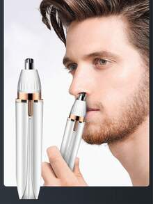 1入組男女四合一小型電動修剪器,電池供電,適用於眉毛、鬢角、鼻毛、唇部、腋下等部位