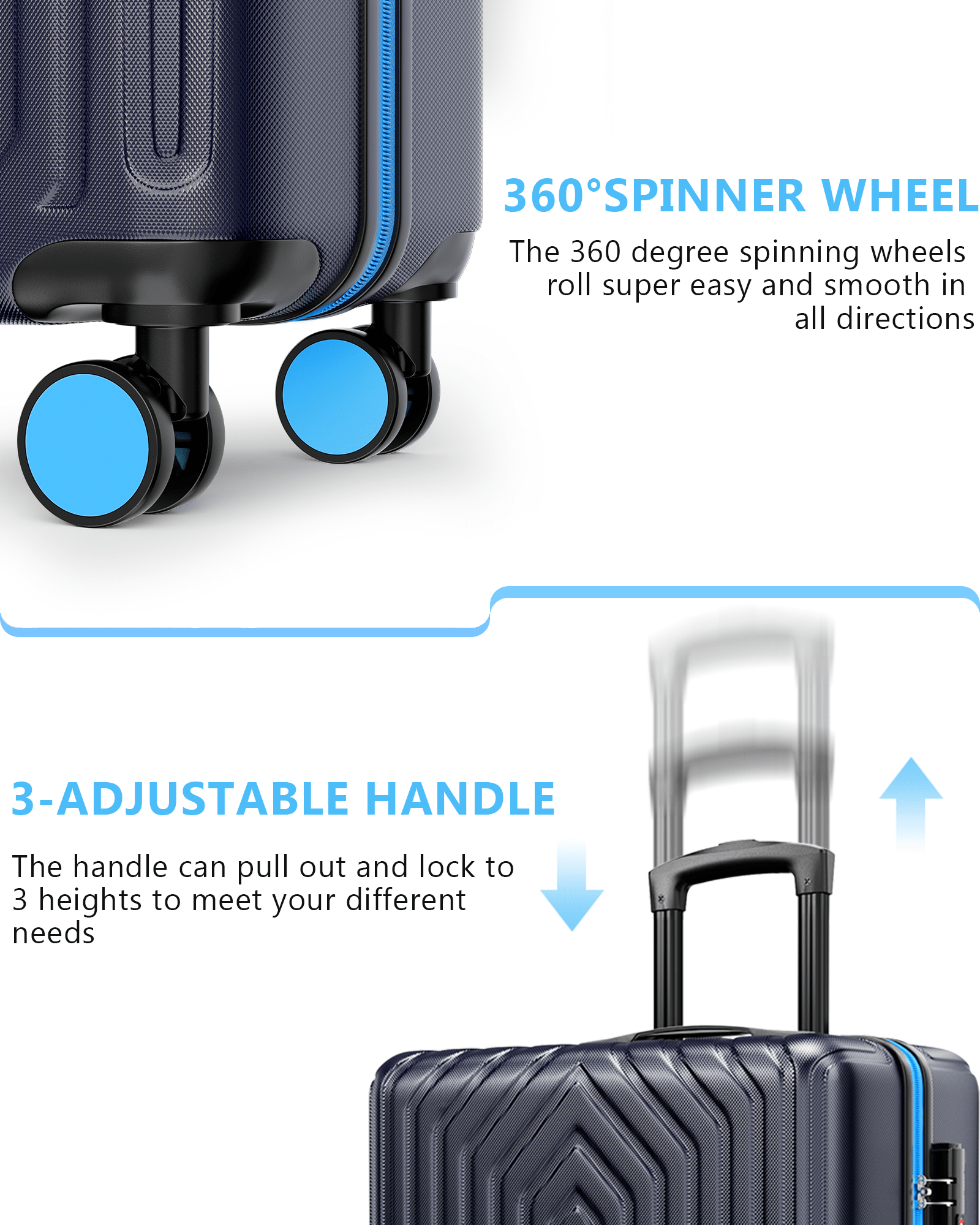 Suitour Hardside Luggage with Spinner wheels and TSA Lock, Carry on and