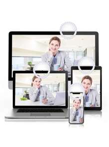 Aro de luz led flash mini portátil selfie con clip recargable USB para teléfono, iPad, tablet, portátil. Luz cálida- fría - Blanco - Ver 3