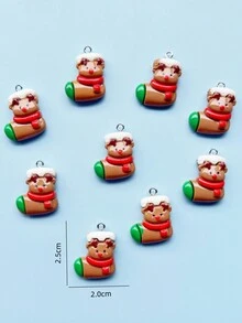 9入組新款聖誕袜&馴鹿設計diy吊墜(適用於項鍊、耳環、鑰匙圈等)