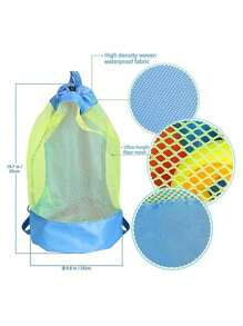 1個大型網眼海灘包,帶手柄,適用於游泳、游泳池玩具和球的收納,避免沙子和水濕潤玩具(不包括玩具) - 藍色 - 查看 2