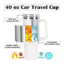 40盎司帶手柄和吸管蓋的不銹鋼隔熱汽車旅行杯,冰咖啡杯,戶外運動飲料杯