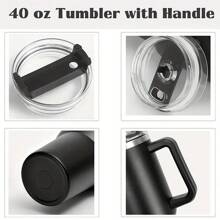 40盎司帶手柄和吸管蓋的不銹鋼隔熱汽車旅行杯,冰咖啡杯,戶外運動飲料杯