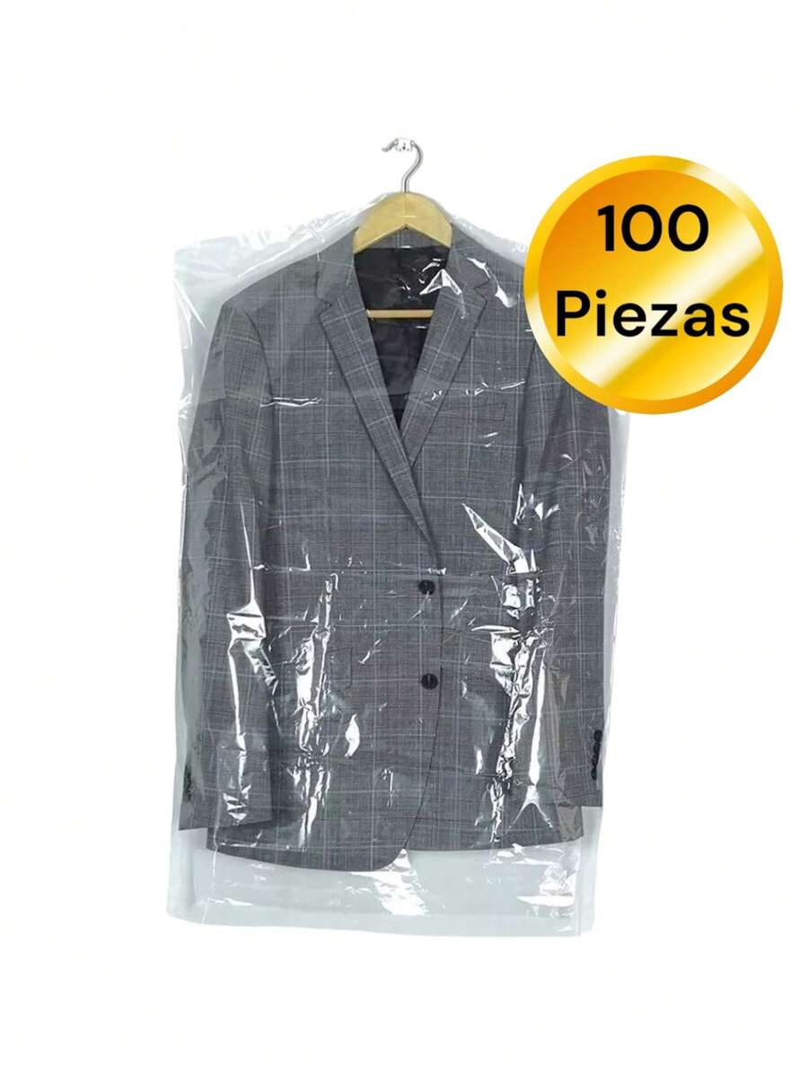 Paquete de 100 Bolsas Cubre Polvo para Tintorería 60x90 cm Protección Delgada, Calibre .40, Transparente y Biodegradable - transparente - Ver 1