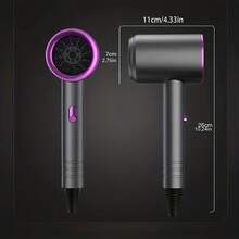 DELIYA 1000w專業負離子電吹風機,dc電機靜音快速乾燥,適用於旅行或家用 - 深灰色 - 查看 2