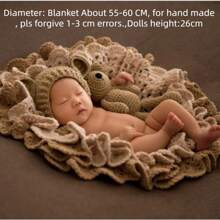 Newborn Photography Props Blanket Knitted Posing Mat Background Photography Accessories Bear And Rabbit Set Baby Photo Baby Shower Family Decorations Gifts Baby Shower Easter Gifts Things For Girls/Boys