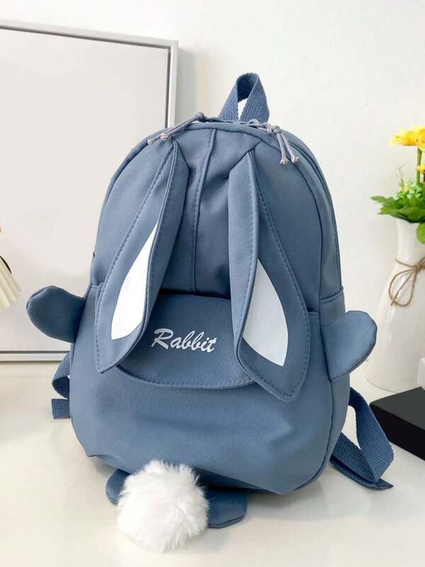 Mochila Fofa De Orelhas De Coelho Da Criança, Mochila Escolar De Grande Capacidade, Mochila Fofa De Desenho Animado Para Meninas 1 Peça Bolsa De Ombro Fofa De Coelho Com Desenho Animado Para Meninas, Mochila Leve Para Jardim De Infância Em Nylon, Bolsa De Viagem