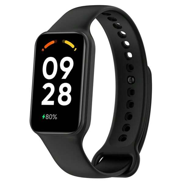 سوار ساعة سيليكون صلب أحادي اللون متوافق مع Redmi Band 2/Mi Smart Band 8 Active