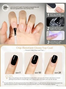 2瓶15毫升底胶和面胶凝胶指甲油套装，四季美甲可卸LED凝胶美甲套装，DIY家用美甲沙龙美甲礼物，送给女性和女孩的指甲 - 無色 - 查看 6